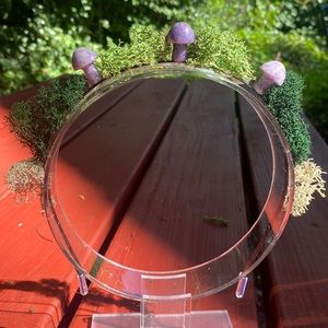 Purple Crystal Mushroom metal Headband with Moss